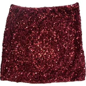 NWT MakeMeChic Burgundy Sequin Mini Skirt Low Rise Bodycon Glitter Medium thumbnail 6