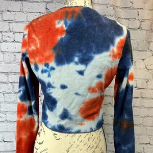 All in Favor Tie Dye Waffle Knit Crop Top Multi Color XL thumbnail 8