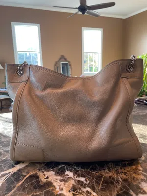 Tory Burch Small Slouch Britten Tote In French Grey thumbnail 2