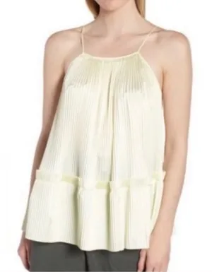Lewit Butter Yellow Pleated Swing Tank Top Crinkle Babydoll Womens S Spring Top thumbnail 1