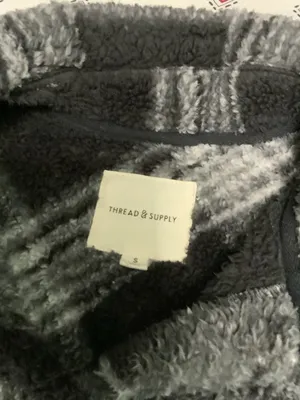 Thread and Supply Women's Jacket Small Plaid Flannel Black White Collared Pocket thumbnail 2