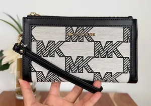 NWT Michael Kors Jet Set Travel‎ Large Double Zip Wristlet Graphic Logo thumbnail 1