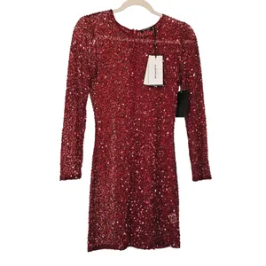 Retrofête Emani Red Sequin Mini Dress Long Sleeve Bodycon Size S‎ NEW thumbnail 4