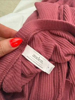 Auden Women's Cozy Ribbed Wide Leg Pants - Rose Pink Size Medium thumbnail 7