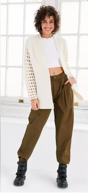 Kimchi Blue‎ Women's Sunset Open Knit Cardigan Ivory Chunky Boho Size Small thumbnail 1