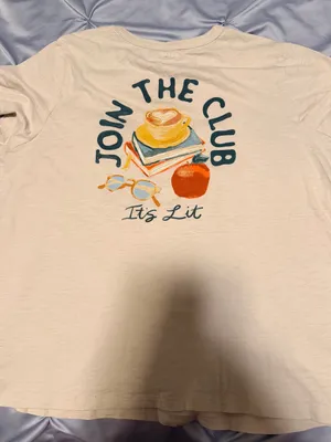Old Navy Cream Short Sleeve Tee with Dark Green Graphic thumbnail 1