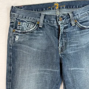 7 For All Mankind 27 Jeans Flare Low Rise Boho Retro Distressed Medium Blue Wash thumbnail 6