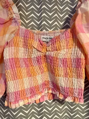NWOT Charlie Holiday | Andrea puff-sleeve crop top, size S thumbnail 3