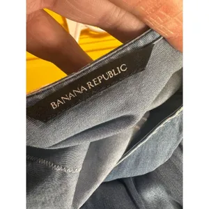 Banana Republic Petite Large Blue Lyocell Cropped‎ Chambray Top Crochet Back L P thumbnail 7
