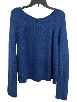 Abercrombie & Fitch Blue Fuzzy Sweater Medium Bow Tie Back Cozy Comfy Casual thumbnail 1