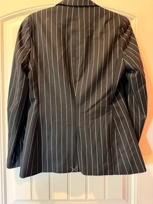 Chaps Black Pinstripe Tailored Blazer Women’s Size 8 Single Button Career Office Jacket thumbnail 2