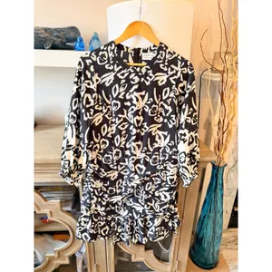 Tanya Taylor Block Print Mel Dress Womens‎ Black White Size 2 thumbnail 2