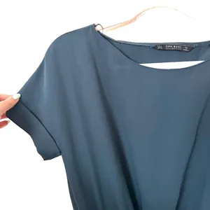 ZARA Tie Front Ankle Jumpsuit in Teal‎ Sz Small thumbnail 5