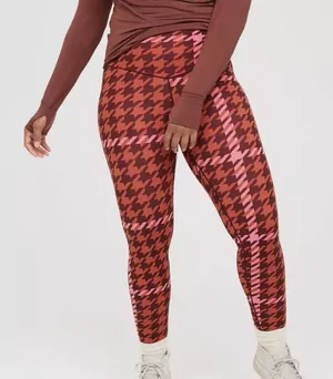 OFFLINE By Aerie Real Me Xtra‎ houndstooth Printed Legging Berry sz small thumbnail 1