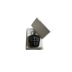 Brushed silver cross pendant medieval style pendant Silver thumbnail 3