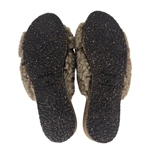 Flattered‎ Lou Teddy Knotted Genuine Shearling Slide Sandals in Taupe thumbnail 11