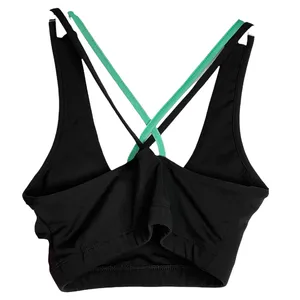 YMI Womens‎ Sports Bra Size Small Black With Green Straps Crossback thumbnail 3
