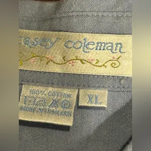 Casey Coleman Top Womens XL Blue Christmas Embroidered Santa thumbnail 8