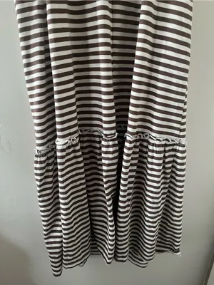 NWT SO Brown White Striped Maxi Dress Large Beach Coastal Resort Vacation thumbnail 8