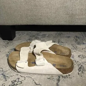 Birkenstock Arizona Soft Slide Sandal Antique White Suede thumbnail 4