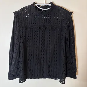 Madewell Eyelet‎ Mockneck Ruffle Top Size Small thumbnail 1