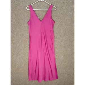 Imperfect pink slip dress vneck midi dress sleeveless slits medium wedding guest thumbnail 2