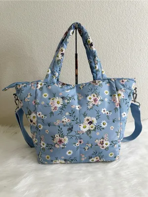 NWOT Art Class Blue Floral Quilted Messenger Bag thumbnail 8