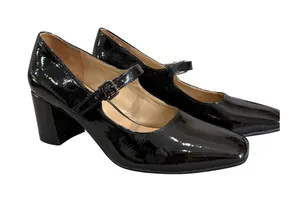 Naturalizer Warner-Mj Black Patent Mary Jane Block Heel Pumps Square Toe 9M thumbnail 1
