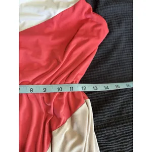 Vince Camuto Coral/Tan Chevron Halter Maxi Dress Size 4‎ Tie Back Elastic Waist thumbnail 10