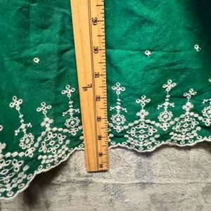 2097 | LOFT Boho Eyelet Embroidered Scallop Hem Cotton Dress Green Womens L thumbnail 6