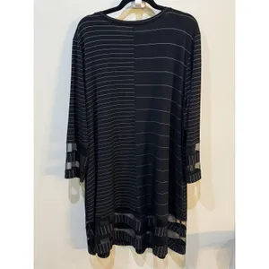 IC by Connie K Black Stretchy Wearable Art to Wear Dress Artsy Striped Size 2X thumbnail 4
