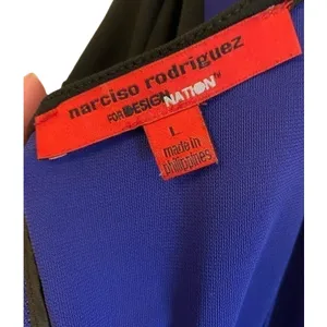 Narciso Rodriguez Purple Black 3/4 Sleeve Stretchy Dress Draped‎ Neckline Size L thumbnail 4