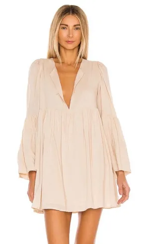 Revolve Indah Minta Solid Seamless Babydoll Mini Dress in Doe Natural S/M thumbnail 1