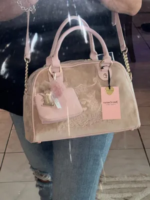 Juicy couture pink velour Y2K satchel bag thumbnail 7