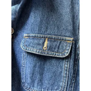 Cherokee womens denim cotton long sleeve trench car coat Size Medium with flaws thumbnail 9