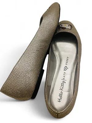 NWOB Katy Perry x Hello Kitty Crystal Ballet Flats Silver Rhinestone Shoes sz 9 thumbnail 2