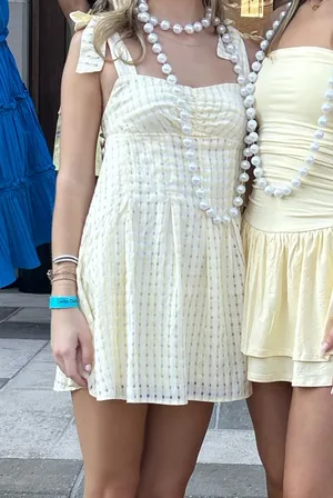 American threads yellow gingham mini dress thumbnail 6