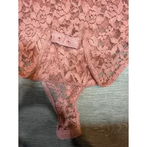 Coquette Dusty Rose Floral Lace Romantic Off Shoulder Bodysuit Sheer Y2K Small thumbnail 8