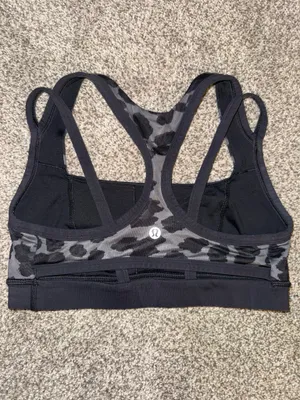 Lululemon Energy Bra Strappy Sports Bra Leopard Cheetah Print Black thumbnail 2