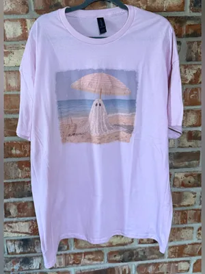 Gildan Light Pink Beach Ghost Graphic Tee thumbnail 1