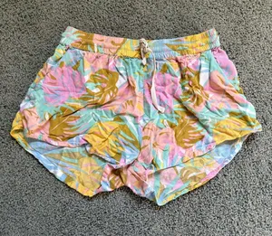 Billabong Tropical Print Shorts Pastel Colored Palm Leaf Pattern Size S Beachy thumbnail 1