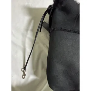 UGG Australia Black Suede Shearling Crossbody Bag Leather Strap Hobo thumbnail 7