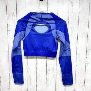 Gymshark Top Women‎ Chest XS Turbo Seamless Crop Top Blue Compression Athletic thumbnail 4