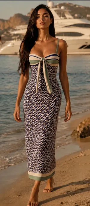 Alice + Olivia Amalfi Coast Geometric Bodycon Midi Dress Medium NWT thumbnail 1