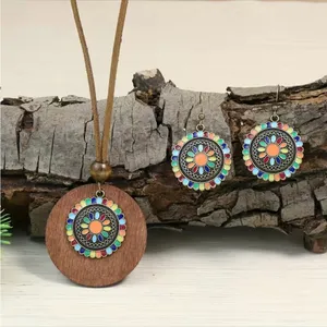 Boho Necklace‎ & Earrings Set Colorful Flower Design Tribal Accessories thumbnail 8