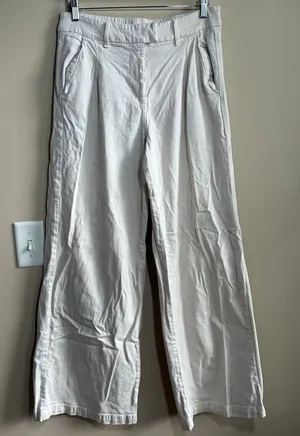 American eagle trouser beige wide leg pants women's size 8 regular cotton blend thumbnail 1