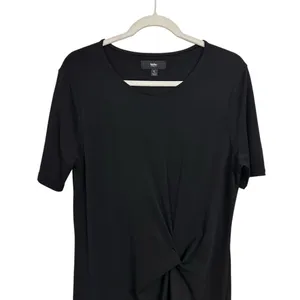 Mossimo Womens Sz L Short Sleeve Black Twist Knot Waist Sheath Dress Below Knee thumbnail 2