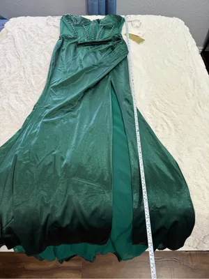 Portia & Scarlett Emerald Velvet Beaded Corset Gown Formal Dress L NWT thumbnail 7