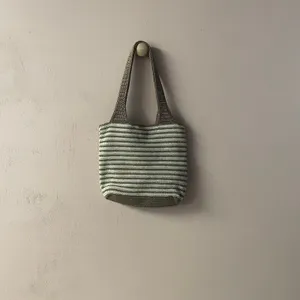 The Sak Small Brown & Cream Striped Knit Handbag GUC thumbnail 2