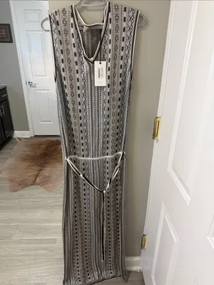 $675 NWT Maison Flâneur Italian Elegance linen/ silk blend maxi dress 42/US 6 thumbnail 2